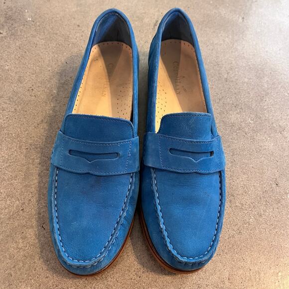 Cole Haan blue leather penny loafer women shoes 8.5 work flats casual narrow fit - Picture 2 of 9